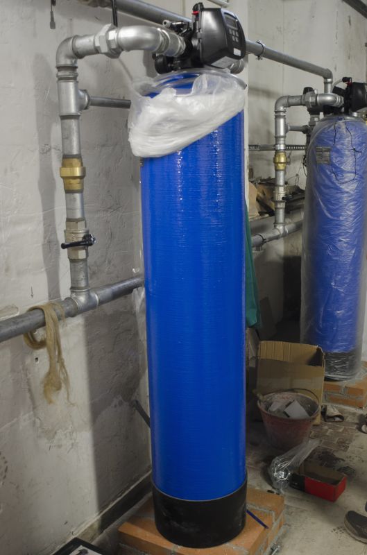 Water Softener System in a Basement Utility Area